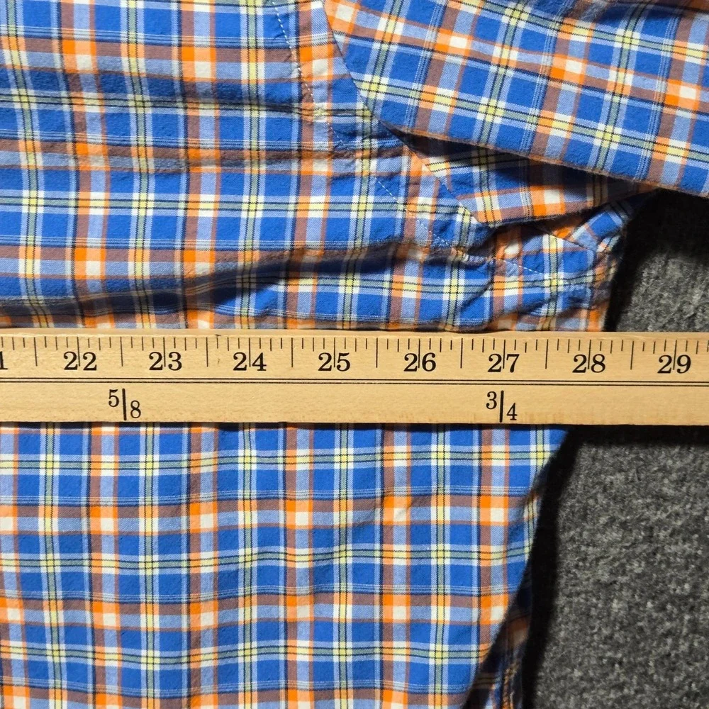 Polo Ralph Lauren Plaid Lined Shirt Mens 2XLT Tall‎ Orange Blue Button Front